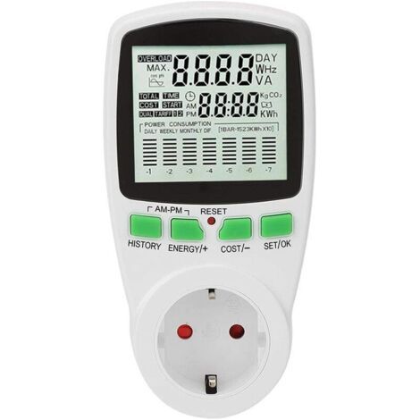 Wattmètre, moniteur de consommation d'énergie, prise de compteur de puissance 0-16A moniteur d'utilisation d'électricité intelligent (Royaume-Uni) (1/4)