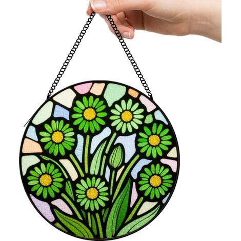 25 cm Attrape-soleil fleurs sauvages paysage coucher de soleil, décoration fenêtre jardin, cadeau femme (1/5)