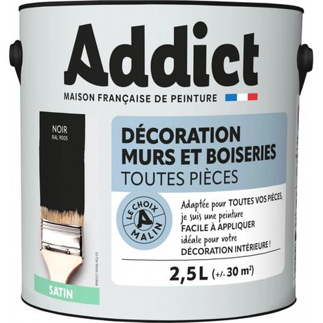 WAND- UND HOLZLACK 2,5 LITER SCHWARZ SATIN - ADDICT - ADD111297