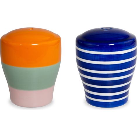 WD LifeStyle Set Sale e Pepe in Stoneware 6,5 x 6,5 x 8 Cm Blu Verde Arancione Rosa (1/2)