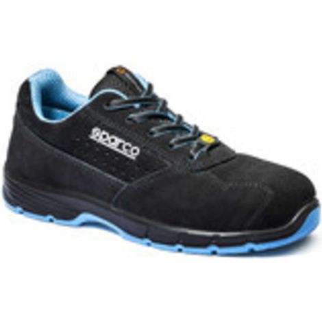 Scarpe Antinfortunistiche Sparco Horizon Moreno S1PS N.37 tomaia suede resistente all'abrasione puntale in vetroresina amagnetico Nero/Celeste 37