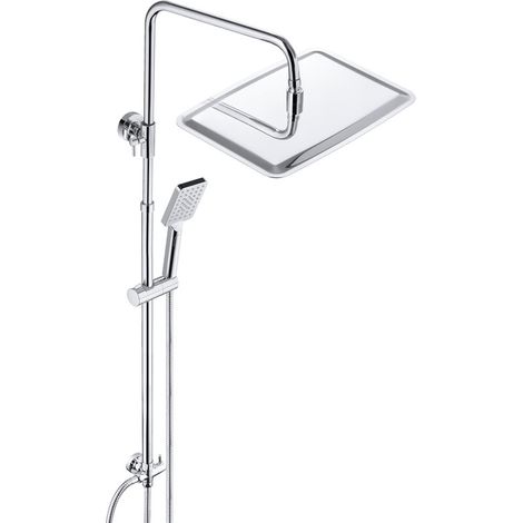 JOHO Duschsäule ohne Armatur – Regendusche rechteckig 30x25 cm – Edelstahl Chrom – Höhen- und winkelverstellbar – Antikalk