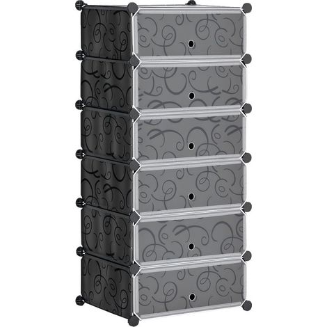 Meuble de rangement à chaussures modulable 6 cubes rectangulaires empilables - noir (1/5)