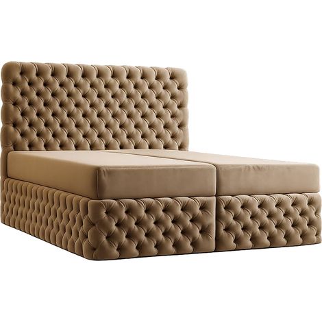 Lit Capitonné Chesterfield - Rose - 180x210 Cm - Matelas À Ressorts - Literie Élégante - Matelas À Ressorts Bonnell (1/5)
