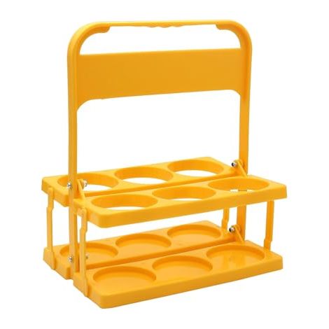 Porte-bouteilles pliable – Caisse pliante en plastique durable avec poignées, capacité 6 bouteilles, jaune, 26 x 18 x 31 cm
