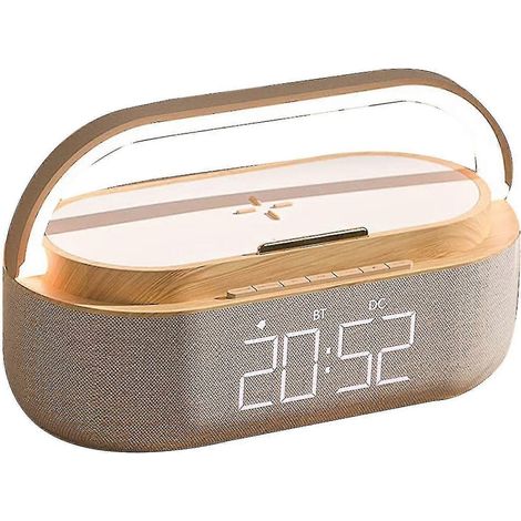 Radio-réveil numérique avec haut-parleur Bluetooth, chargeur sans fil 15W et alarme puissante à double fréquence réglable. (1/5)
