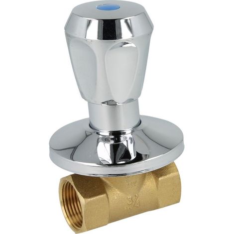 Soupape encastrée avec poignée plastique 3/4’’ FF x 3/4’’ FF, DN 20, bleu/froid