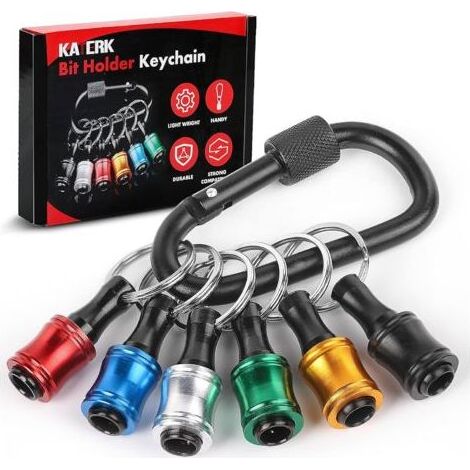 Lot de 6 tournevis en aluminium à poignée hexagonale de 1/4 po, porte-foret, tige d'extension légère à changement rapide, adaptateur de vis de perceuse pour porte-clés (1/5)