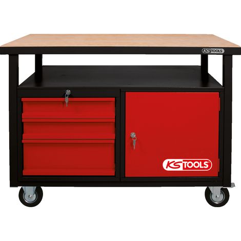 KS TOOLS Fahrbare Werkbank mit 3 Schubladen und 1 Tür - 865.0101 (1/2)