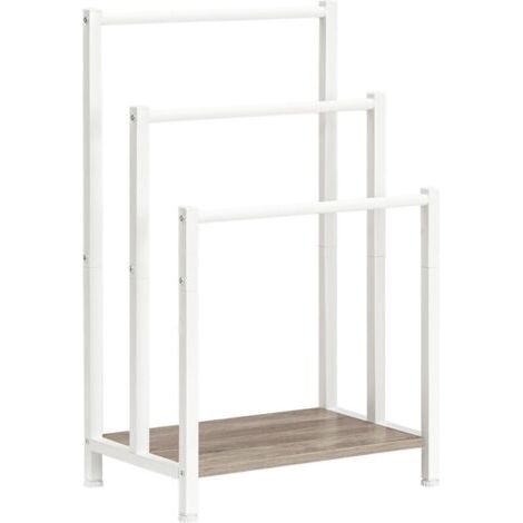 Porte-serviettes à 3 barres, étagère de rangement pour salle de bain, 43 x 28 x 81 cm, blanc