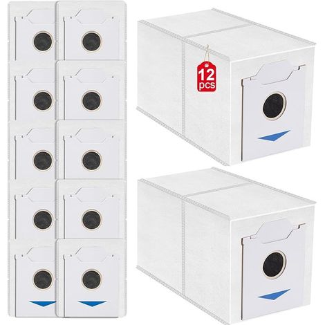 Lot de 12 Sacs à Poussière Compatibles avec l’Aspirateur Robot Ecovacs Deebot N30 Pro Omni, Sacs de Rechange Grande Capacité 3L (1/5)