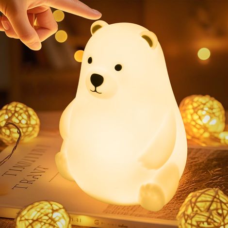 Veilleuse Enfant Rechargeable Veilleuse Bébé Lampe, 3 Intensités Réglables LED Filles, Silicone Lampe de Chevet Tactile pour Enfants Adulte Chambre Décoration Nouveau-né,Cadeau (1/5)