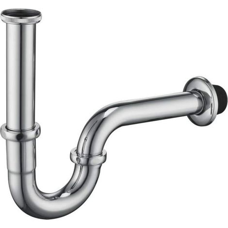 1 Siphon de lavabo, design en U, laiton chromé, anti-odeur, G1-1/4, pour salle de bain (1/4)
