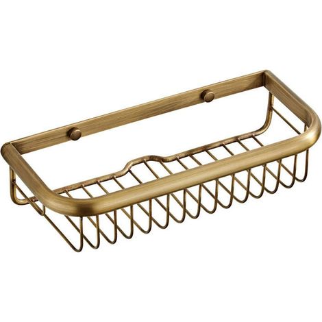 Mensola da bagno antica antiruggine, portaoggetti da doccia, cestino rettangolare da parete per shampoo, balsamo, organizer da bagno e cucina (1/4)