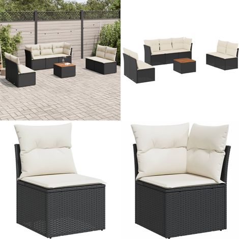 8-tlg. Garten-Sofagarnitur mit Kissen Schwarz Poly Rattan - Gartenmöbel Set - Outdoor Möbel - Rattan Sofa - Lounge Set - Esstisch - Home & Living (1/5)
