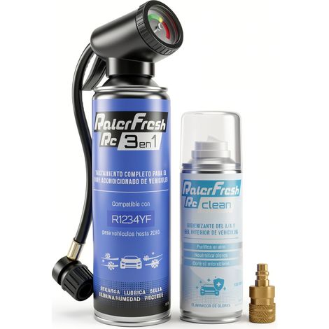 Gas Refrigerante Ralerfresh RC 3en1 500ml para sistemas con R1234YF con Manómetro y RcClean (1/5)