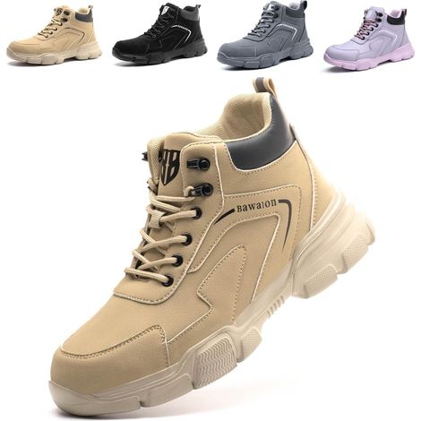 Chaussures de Sécurité Hommes Femmes Montante, Imperméable Bottines de Sécurité avec Embout en Acier Légère Antidérapant Bottines de Travail (1/5)