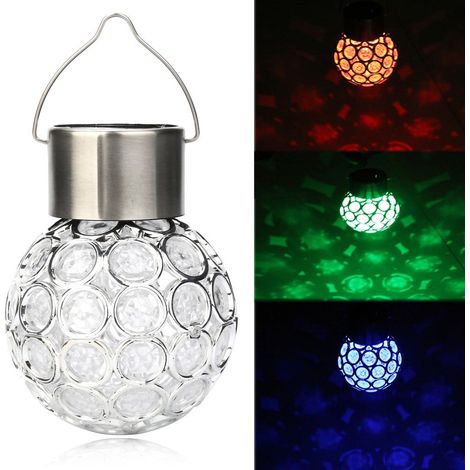 Luminaire Solaire Suspendu - Boule Lumineuse en Verre Fissuré - Étanche IP44 - Pour Jardin, Terrasse, Pelouse - 1 Pièce (1/5)