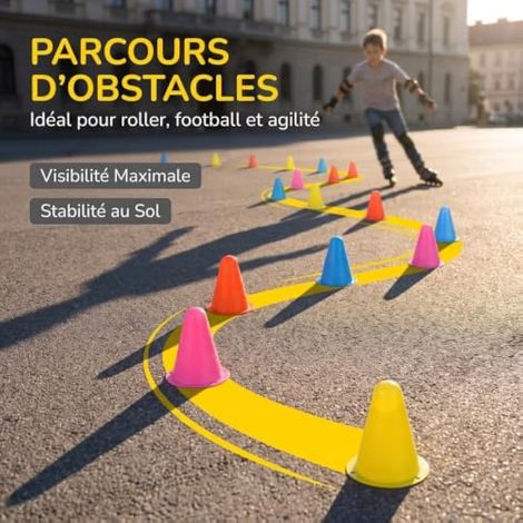 Lot de 30 cônes d'entraînement de football, cônes de sport colorés en plastique PE pour parcours d'obstacles, agilité, exercices et jeux de plein air (1/5)