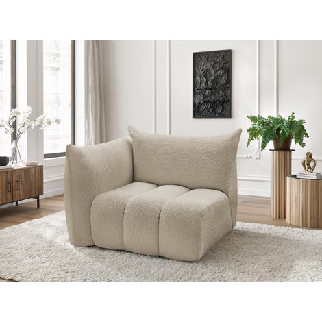 BOBOCHIC - Chauffeuse 1 place avec accoudoir pour canapé modulable AZRA tissu bouclette Angle gauche  Beige