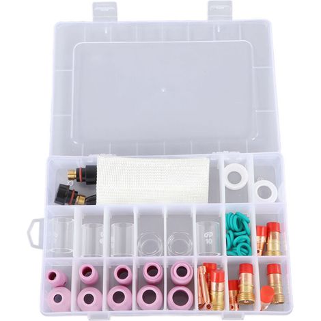 Kit di accessori per torcia di saldatura TIG da 56 pezzi, ugello in ceramica per taglio vetro, attrezzatura per pistola WP17 18 26 -Crezuo