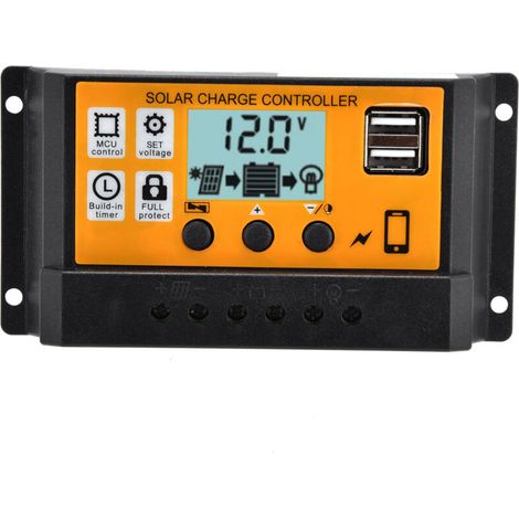 Contrôleur de Charge PWM 20A 12V/24V avec USB Double pour Panneau Solaire (1/5)