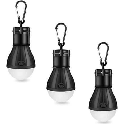 Lanterna da campeggio a LED - Lanterna da campeggio - Luce di emergenza con moschettone - Impermeabile - Portatile - per campeggio, avventura, pesca, emergenza, interruzione di corrente (confezione da