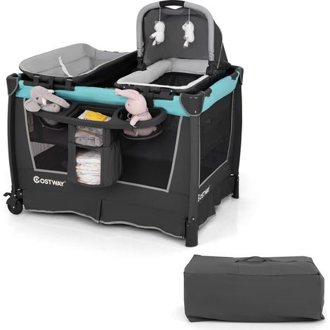 5-in-1 Toddlers Portable Travel Cot Baby Playard Convertible Playpen (1/5)
