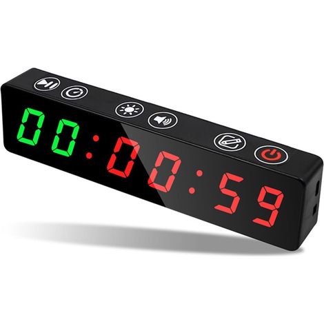 Grande horloge LED numérique surdimensionnée Minuterie d'affichage Anti-vertige, minuterie d'entraînement à intervalles personnalisée, horloge de Fitness, gymnastique, Yoga, poids, minuterie magnétiqu (1/5)