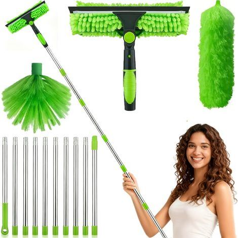 5M Raclette à vitre avec Télescopique,2-en-1 Professionnel Nettoyeur de vitres with Brosse à Araignées and Plumeau en Fibres,Lave Vitre Telescopique avec Raclette et Brosse en Microfibres for Ménage (1/5)