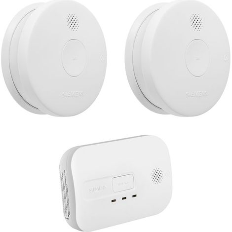 SIEMENS Lot de 2 détecteurs de fumée NF autonomie 5 ans + 1 détecteur de monoxyde de carbone NF autonomie 3 ans (1/4)