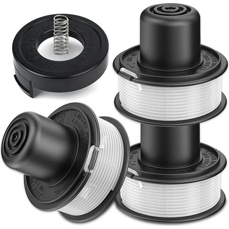 Lot de 3 bobines de Fil pour débroussailleuse avec 1 Couvercle de Bobine de débroussailleuse, Compatible avec Les modèles Black + Decker GL250/GL310/GL360/GL360SB - A6226-XJ (1/5)