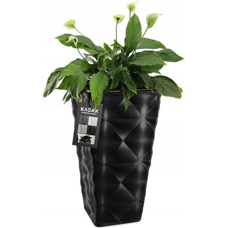 KADAX Blumentopf mit Einlage, Pflanzkübel, aus Kunststoff, 30 cm, Schwarz