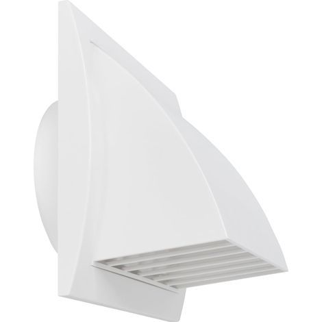 Grille d'aération de 10 cm avec pare-pluie et déflecteur, blanche, pour conduits d'air intérieurs et extérieurs, adaptée aux systèmes CVC (taille 100)