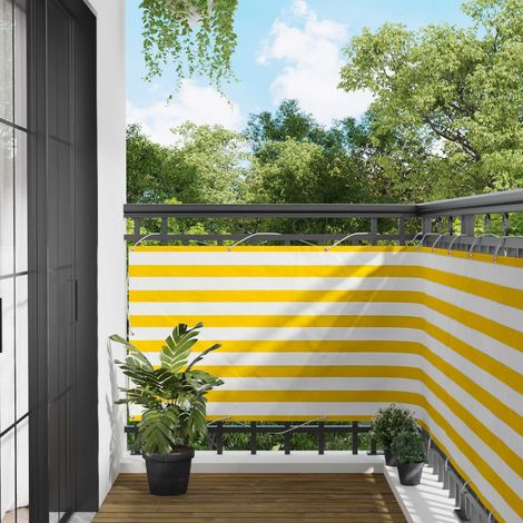 vidaXL Balcony Screen Yellow and White 100 x 600 cm Oxford Fabric