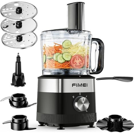 Robot Multifonction de Cuisine 800W, 3 Vitesses + Fonction Pulse, Bol 1,5 L, Hachoir, Pétrin, Râpe, Trancheuse Réversible, Disque Émulsifiant, Double Sécurité, Compact et Facile à Ranger (1/5)