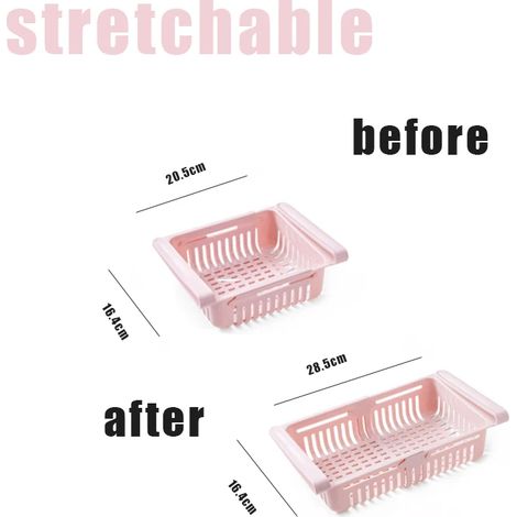 (Rose ajustable) Boîte de rangement pour réfrigérateur, tiroir, bac de rangement en plastique, étagère, boîte de rangement pour fruits, œufs et autres aliments, accessoires de cuisine (1/5)