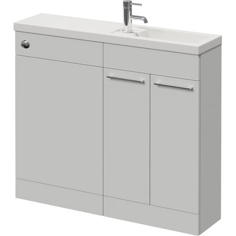 Napoli 250 Gloss Grey Pearl 1000mm 2 Door Vanity Unit Toilet Suite with Square Silvo Basin - 1000mm - Chrome 160mm HandleWithout Kingston Toilet Pan