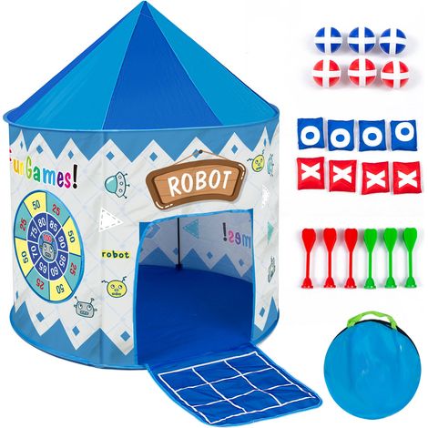 Leogreen Kinder Spielzelt mit Dart & Zielscheibe, 4 in 1 Kinderzelt Indoor Outdoor Spielzelte Spielhaus Spiele Spielzeug Geschenk für Kinder Baby Mädchen Jungen, 8 Sandsäcke Inklusive (1/5)