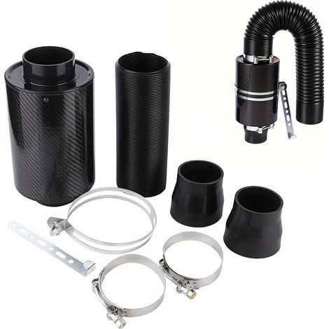 Universeller 3-Zoll-Kaltluftfilter aus Kohlefaser – Flexibles, geschlossenes Luftansaugset (80 mm, 250 mm ausziehbar, 1 Set)