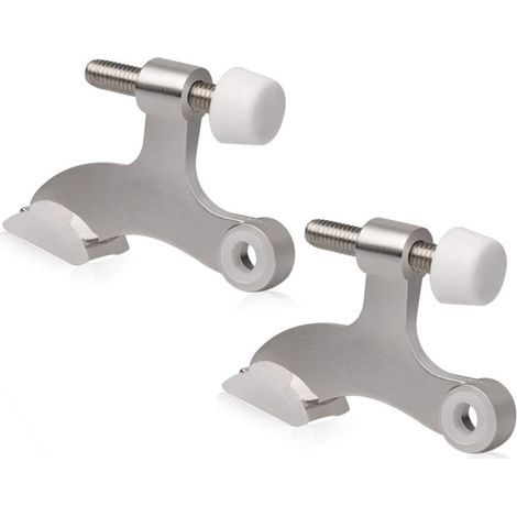 [NEVER USED] 2-Pack Hinge Pin Door Stop, Brushed Satin Nickel – Adjustable, Heavy-Duty Hinge Pin Door Stop with White Rubber Bumper Tips (1/4)