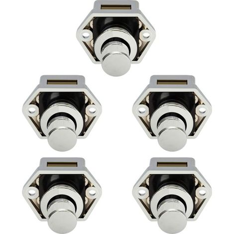 Fixations meubles 5 PCS Mini Bouton Poussoir Tiroir Armoire Porte Verrouillage Caravane Camping-Car Bateau Chrome Bouton DENUOTOP (1/5)