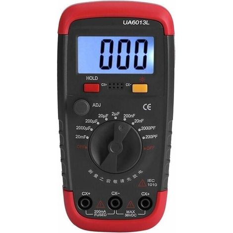 Professionnel Capacimetre, Testeur de numérique condensateur 0,1 pF - 20000uF avec capacimètre avec rétroéclairage LCD et veste de protection Max 1999 (1/4)