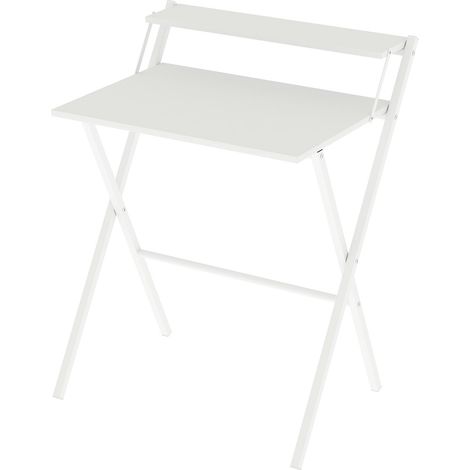 Levede Foldable Computer Desk Office Study Workstation with Monitor Shelf White