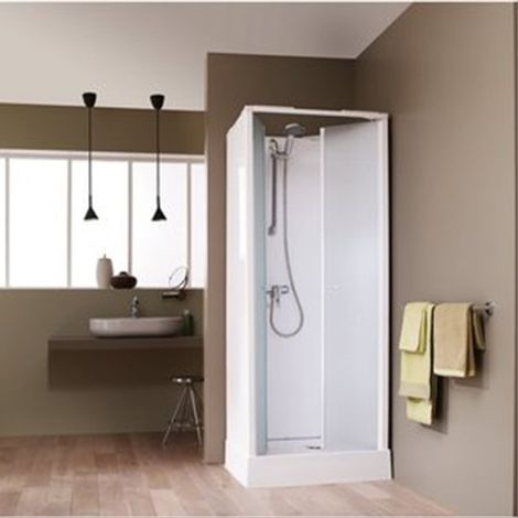 Cabine de douche carrée porte battante Surf 6 à parois en verre opaque 70x70cm-LEDA