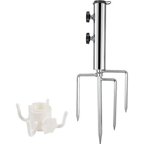 Pied de Parasol, Support de Parasol avec 4 Piquets Amovible Réglable, Douille de Parasol Réglable pour Jardin Pêch Plage (1/4)