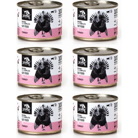 Cibo umido per gatti 3Coty Tacchino Adulti 6 x 180 g (1/4)
