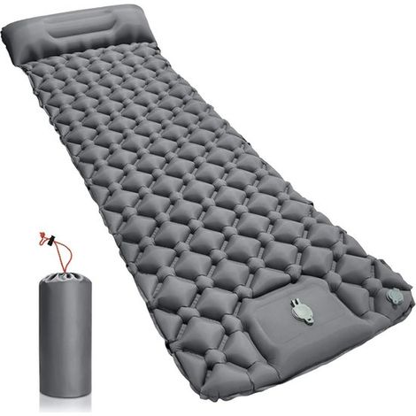 Aufblasbare Isomatte – Campingmatte – Entspannung im Freien – Integrierte Fußpumpe – 190 x 60 cm – Grau (1/5)