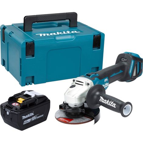Amoladora angular a batería Makita DGA 511 Z de 18 V y 125 mm sin escobillas + 1 batería de 9,0 Ah + Makpac - sin cargador (1/5)