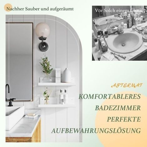 Etagère murale blanche. sans perçage. lot de 2. étagères murales. étagère flottante à coller pour salle de bain. bureau. salon (1/2)